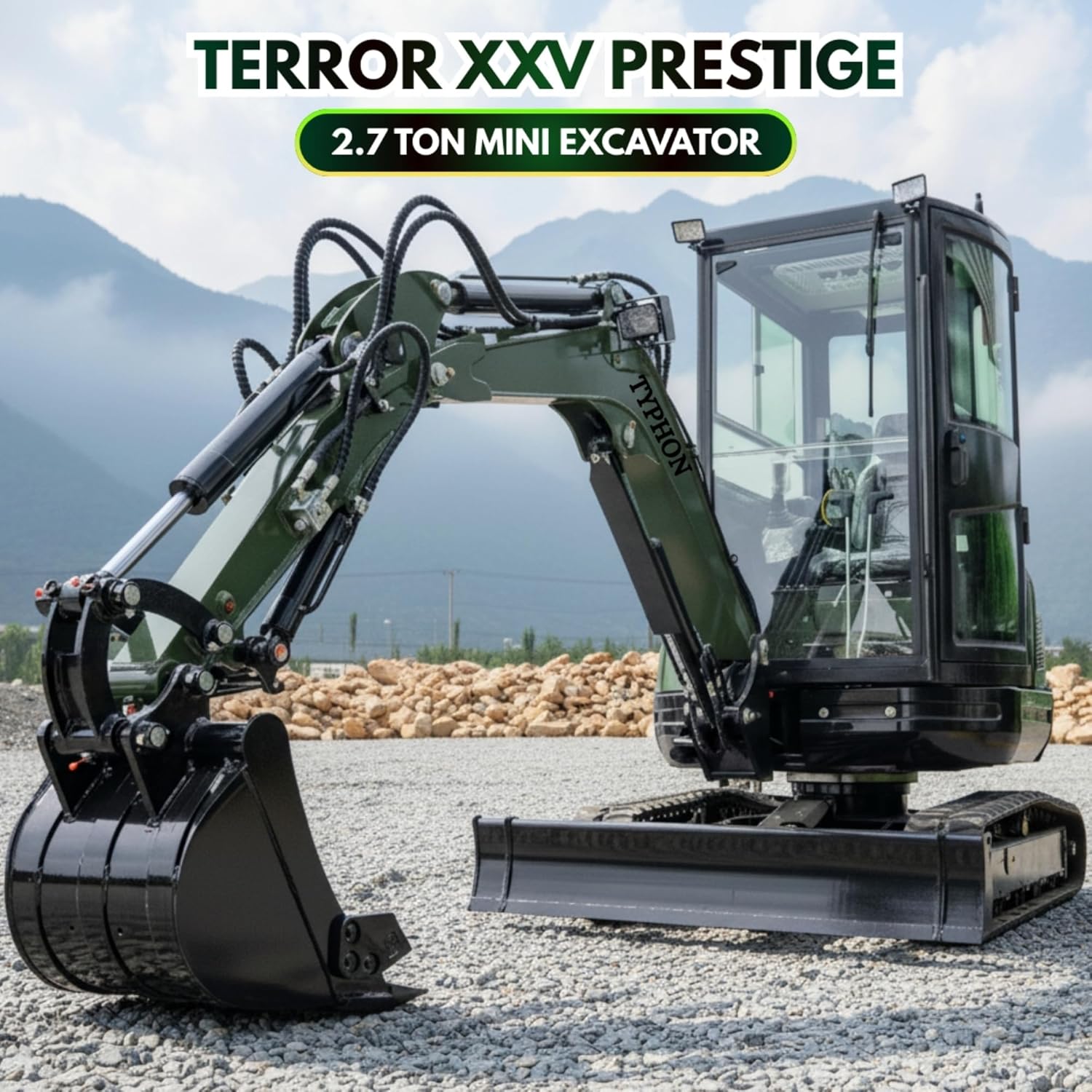 TYPHON TERROR XXV review,TYPHON TERROR XXV specs,2.7 ton mini excavator pros cons,best compact excavator with cabin,should I buy TYPHON TERROR XXV,TYPHON TERROR XXV vs Kubota unboxing and complete package contents